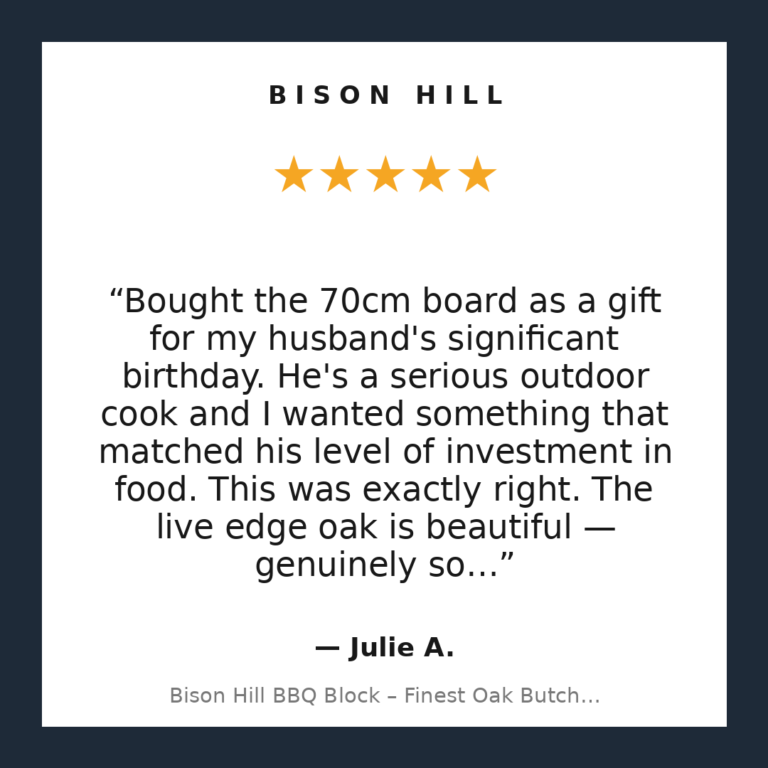 Bison Hill BBQ Block – Finest Oak Butchers Block Chopping Board customer review