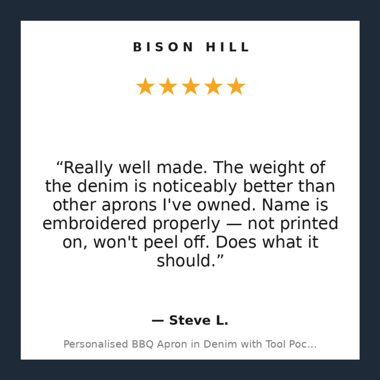 Personalised BBQ Apron in Denim with Tool Pockets customer review
