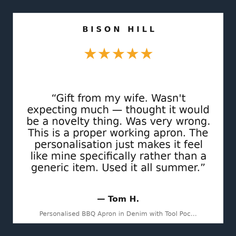 Personalised BBQ Apron in Denim with Tool Pockets customer review