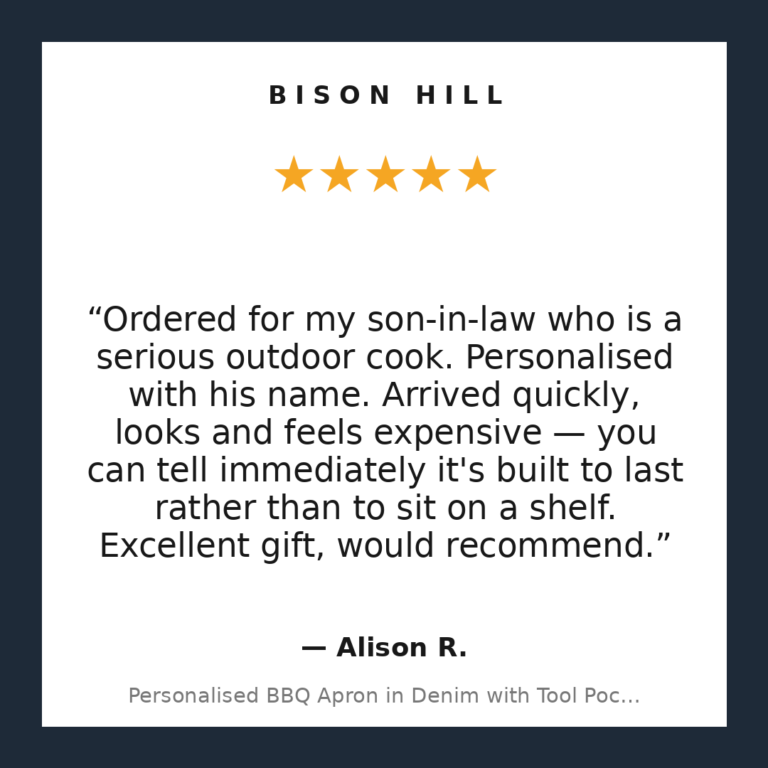 Personalised BBQ Apron in Denim with Tool Pockets customer review