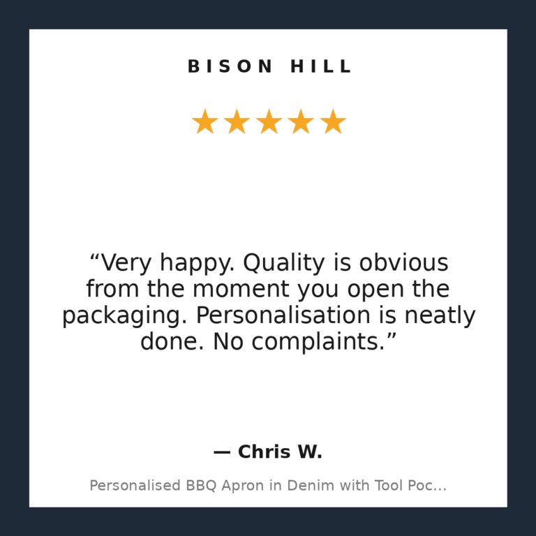 Personalised BBQ Apron in Denim with Tool Pockets customer review